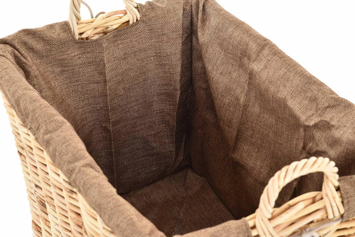 Stabiler Kaminholzkorb Flechtkorb mit Inlett Roll Holzkorb Rollkorb Natur-Rattan(Hell Natur mit Roll