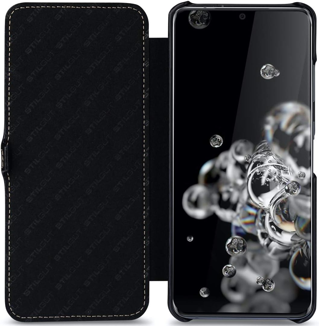 STILGUT Book Case entwickelt für Samsung Galaxy S20 Ultra Hülle aus Leder mit Clip-Verschluss, Leder