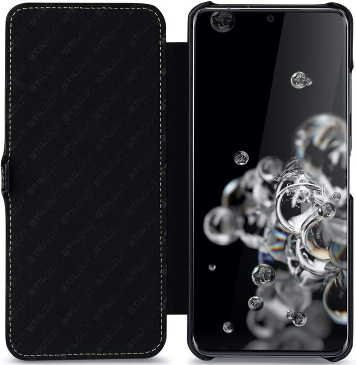 STILGUT Book Case entwickelt für Samsung Galaxy S20 Ultra Hülle aus Leder mit Clip-Verschluss, Leder