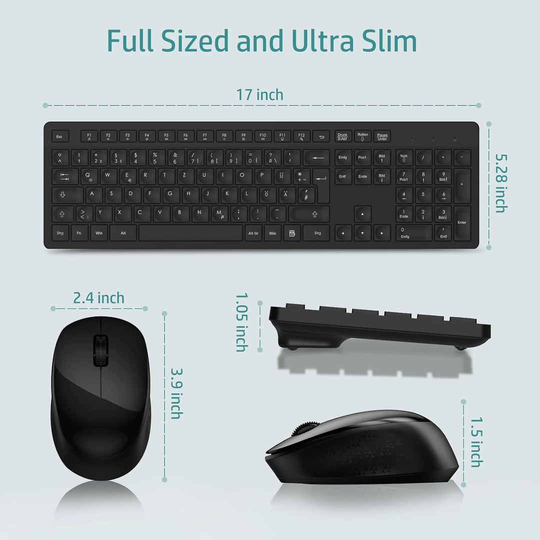 LeadsaiL K786 Tastatur Maus Set Kabellose, Tastatur und Maus, QWERTZ Deutsches Layout Funktastatur m