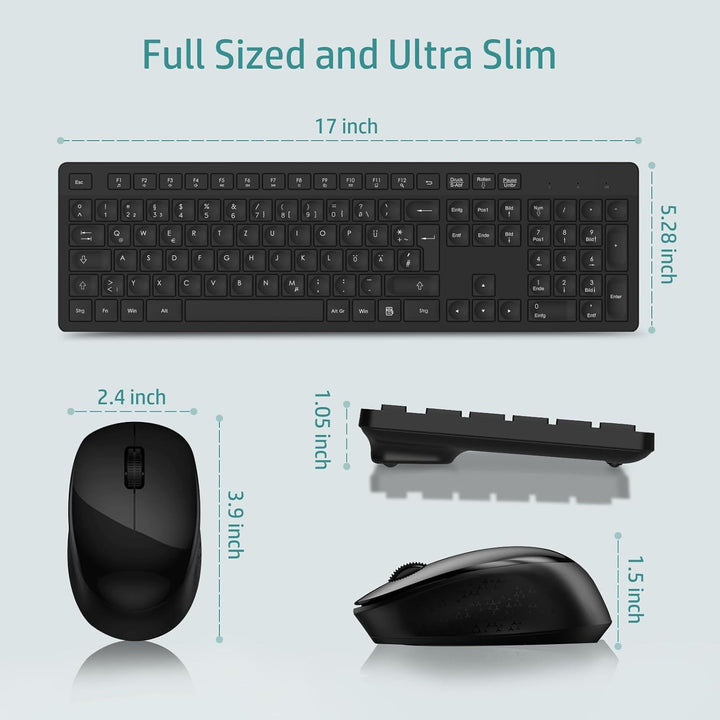 LeadsaiL K786 Tastatur Maus Set Kabellose, Tastatur und Maus, QWERTZ Deutsches Layout Funktastatur m