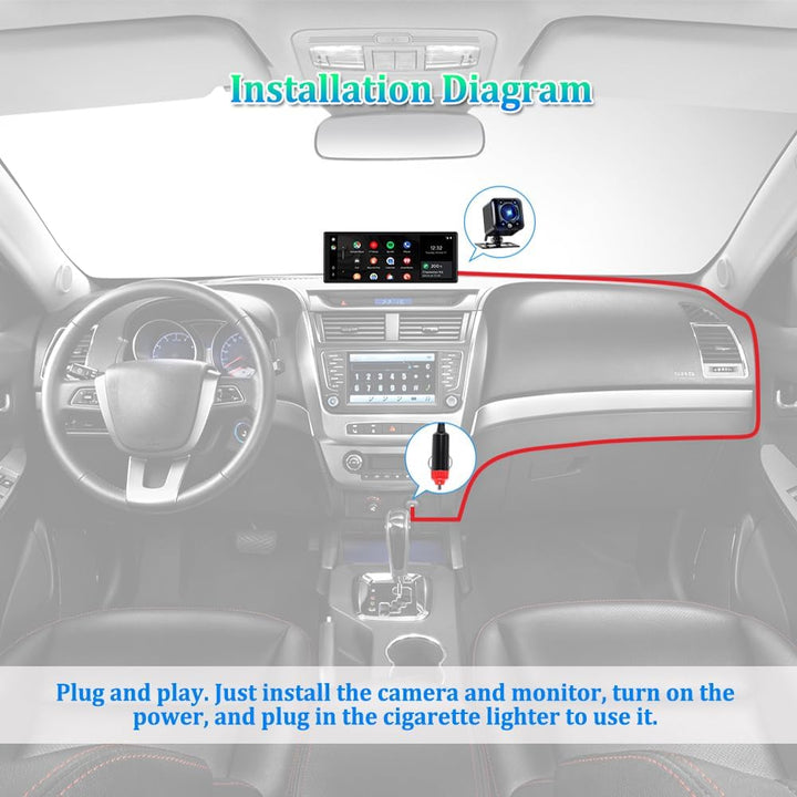 VSYSTO Tragbares Auto Stereo, Unterstützung Wireless Carplay für Android Auto, 10.26" Touchscreen Wi