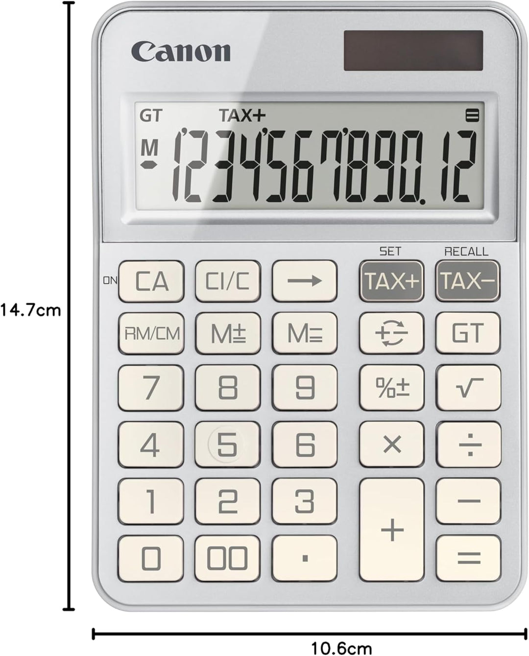 Canon KS-125KB Taschenrechner (Solar- und Batteriebetrieb, 12 Stellen) Silber, Silber