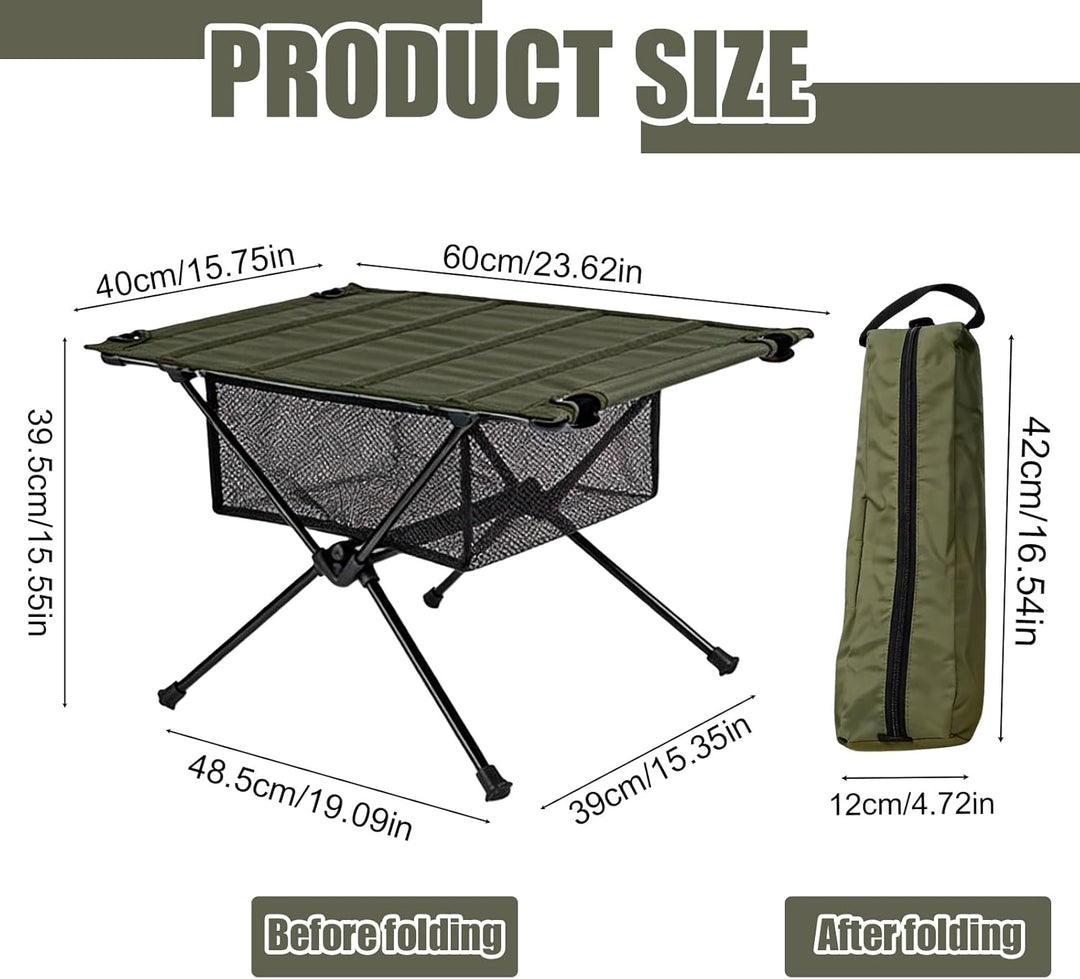 PORFOYO Campingtisch Klappbar, Camping Tisch Mit Tragetasche Und Netztasche, 60 X 40 X 39.5cm Klappt