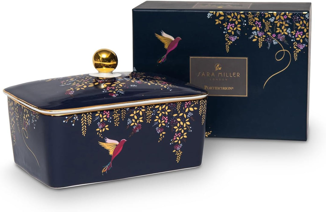 Sara Miller for Portmeirion Chelsea Butter mit Deckel, Marineblau
