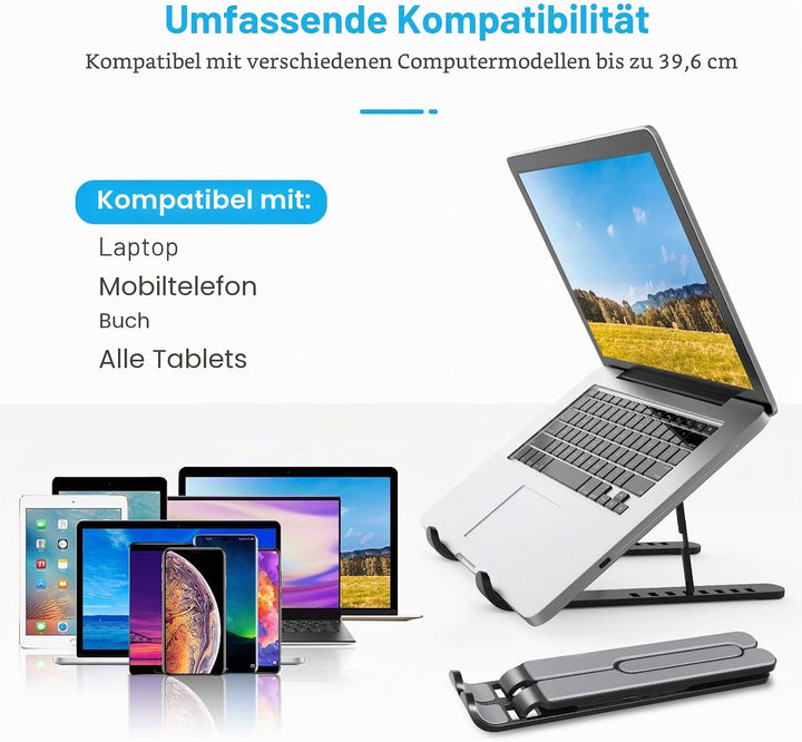 Laptop-Ständer, 8 verstellbare Ebenen, Laptop-Ständer, Silikon, rutschfest, kompatibel mit MacBook,