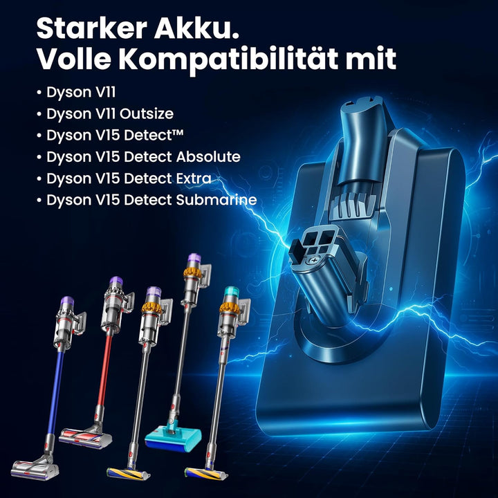 Extralink Akku für Dyson V15 Detect Staubsauger – 25,2V 3000mAh Ersatzakku, Lange Laufzeit, Li-Ion B
