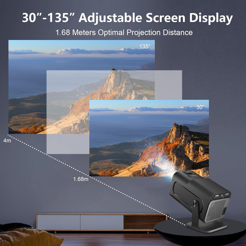 LQWELL Beamer, Mini Projektor, Native 1080P 4K Heimkino Beamer unterstützt 5G WiFi, BT5.0 mit Androi
