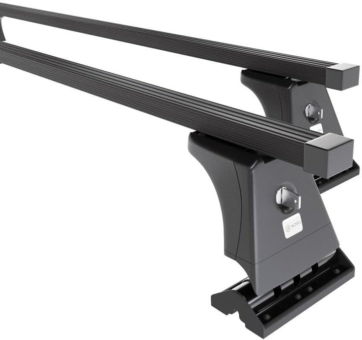 Mossa - Stahl-Dachträger kompatibel mit VW Volkswagen Multivan T5 Van (2010-2015) - schwarz Dachträg