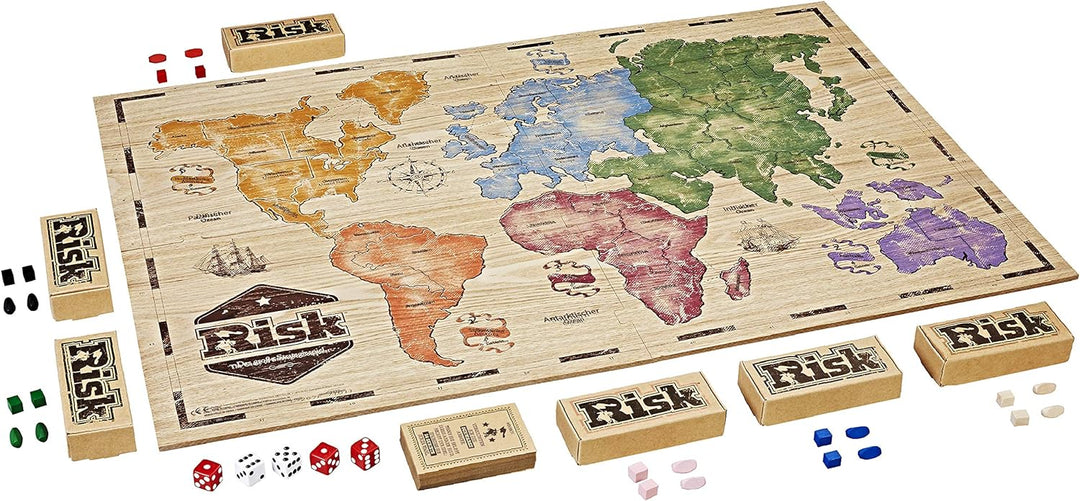 Hasbro Gaming Risiko Rustic, grosse Strategiespiel in Holz Edition, 2 Spieler, deutsche Sprachvarian