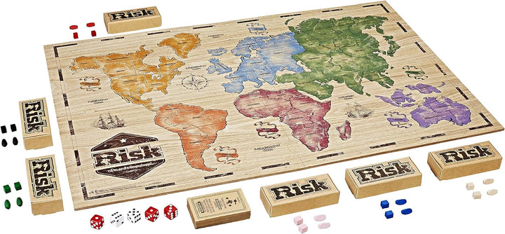 Hasbro Gaming Risiko Rustic, grosse Strategiespiel in Holz Edition, 2 Spieler, deutsche Sprachvarian
