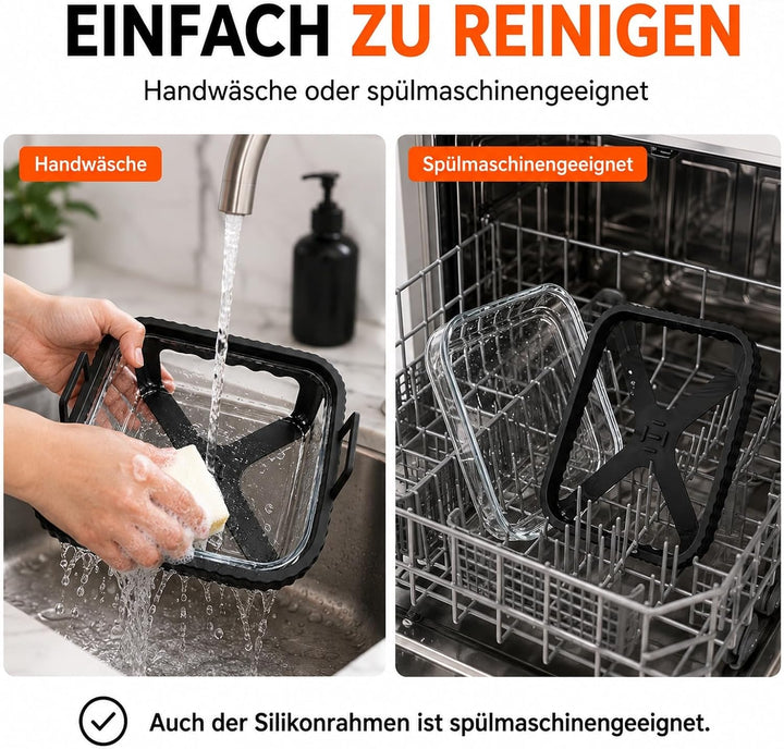 Glas Auflaufform Airfryer für Cosori TurboBlaze 6L &amp; Iconic Single 6,2L, Schwarz1, Schwarz1