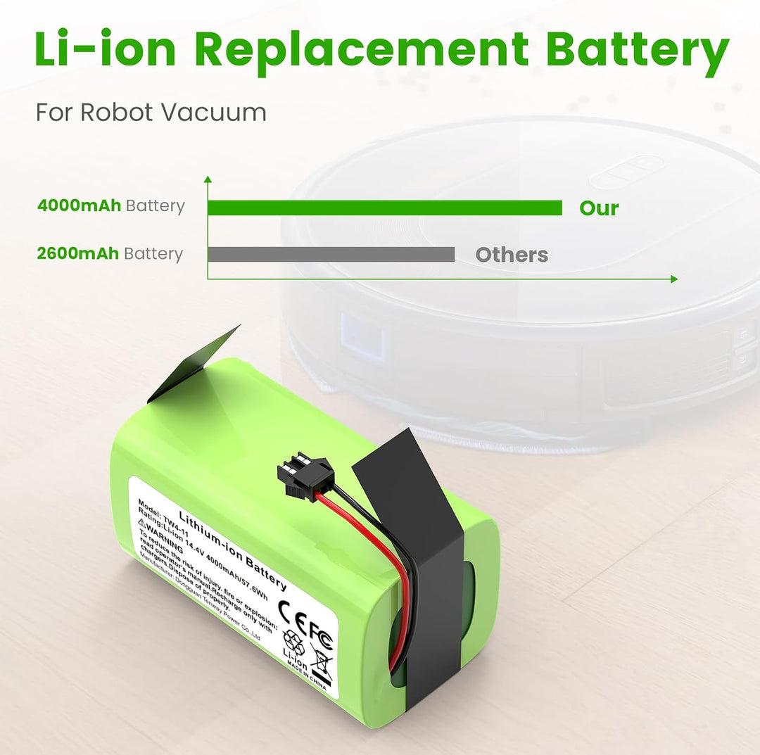 ASUNCELL 4000 mAh 57.6Wh 14.4V Ersatzakku für RoboVac 11 Li-Ion-Akku, kompatibel mit RoboVac 11S 11S