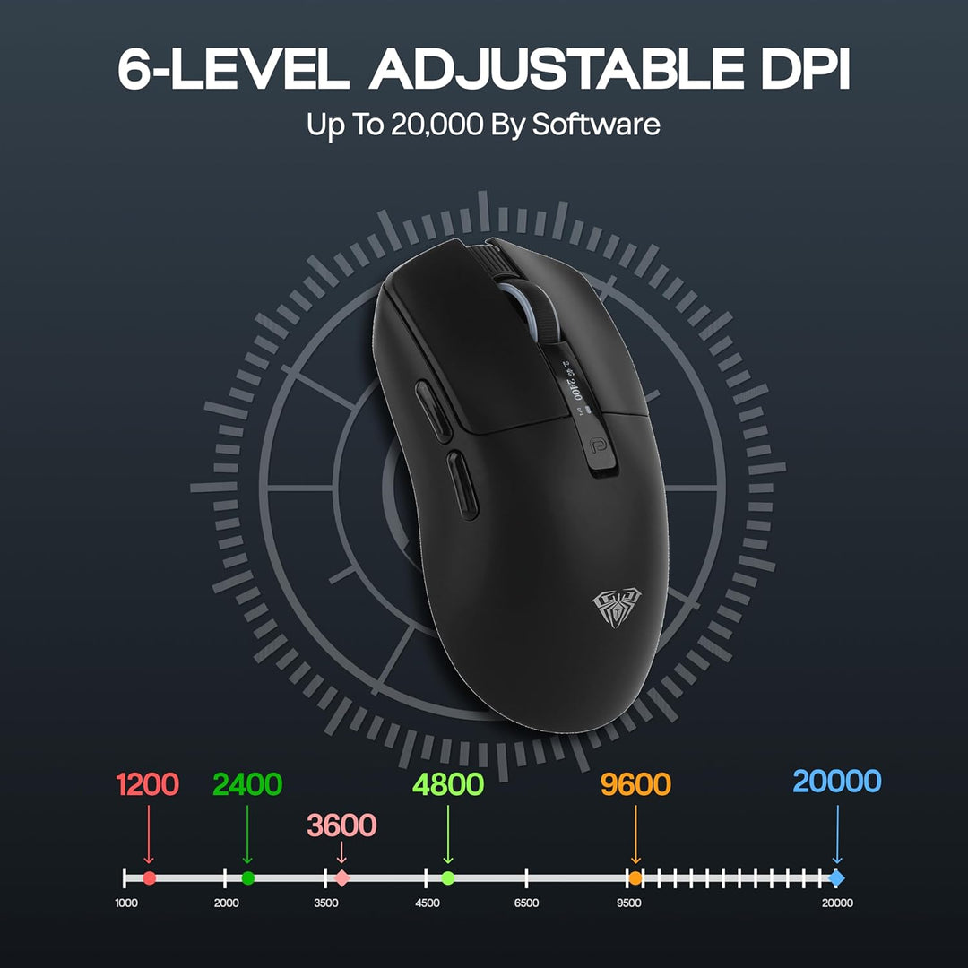 MechLands Aula SC590 PRO Gaming-Maus mit Display, kabellose 2,4-GHz/USB-C/BT Maus mit 500-mAh-Akku,