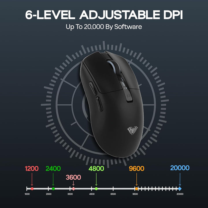 MechLands Aula SC590 PRO Gaming-Maus mit Display, kabellose 2,4-GHz/USB-C/BT Maus mit 500-mAh-Akku,