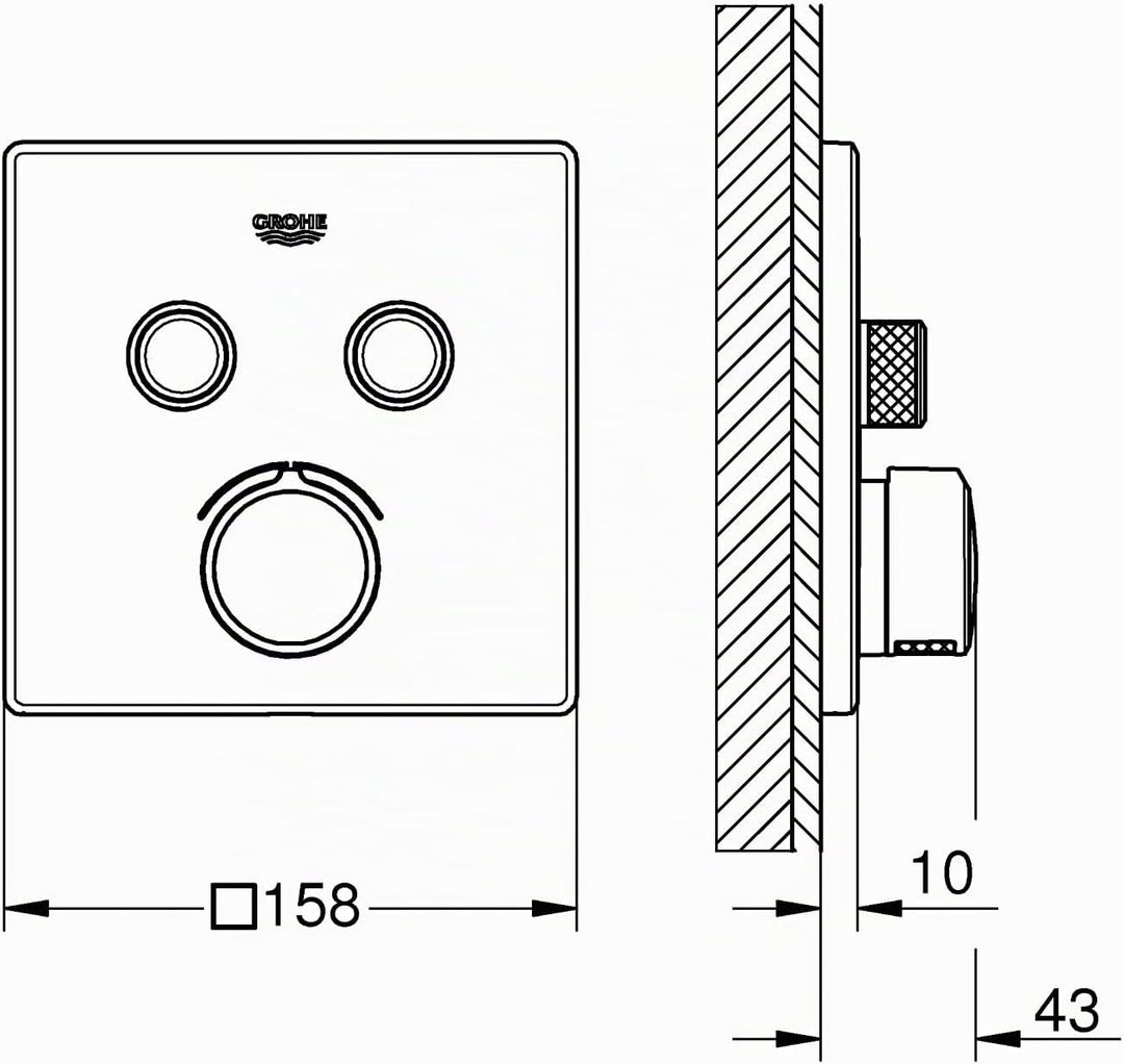 GROHE SmartControl | Thermostate - Unterputzmischer mit 2 Absperrventilen, chrom | Fertigmontageset