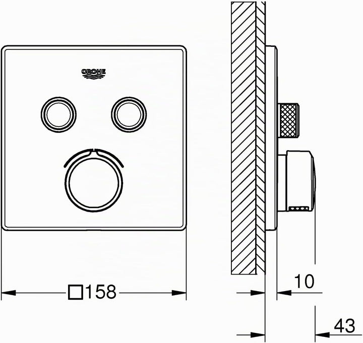 GROHE SmartControl | Thermostate - Unterputzmischer mit 2 Absperrventilen, chrom | Fertigmontageset