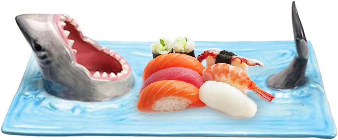 Hai-Sushi-Teller – Hai-Kuchen-Snack-Käsebrett, handbemalte Keramikplatte, Keramik-Hot-Pot-Gericht, S