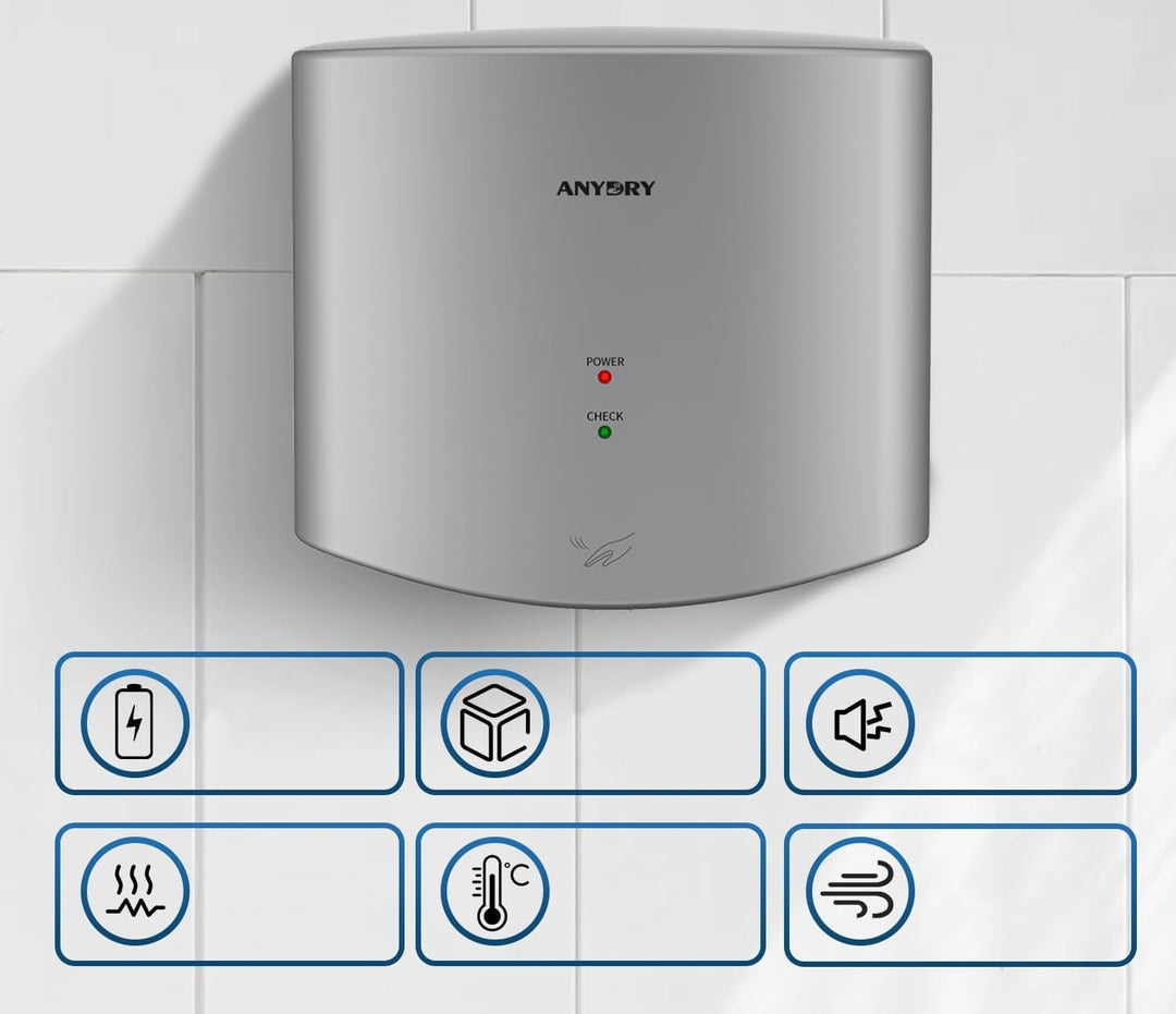 anydry 2630S Kompakter Händetrockner,Automatischer Elektrischer Händetrockner für Wandmontage,Für Ge
