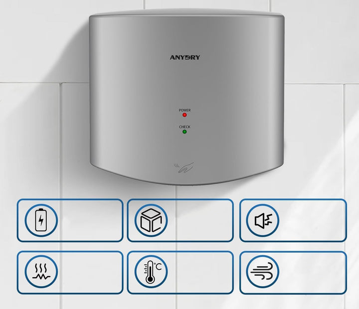 anydry 2630S Kompakter Händetrockner,Automatischer Elektrischer Händetrockner für Wandmontage,Für Ge