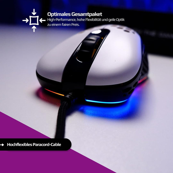 Nyfter - Nyf C24 Wired Gaming Mouse PC Maus mit Kabel RGB Ultra-Lightweight 63g 16.000 DPI 1.8m Para