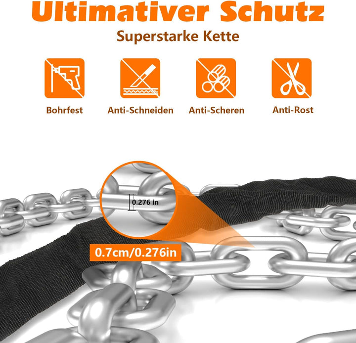 E Scooter Schloss, Schloss für E Scooter und Rollerschloss, Robustes Sicherheits Handschellen Kabels