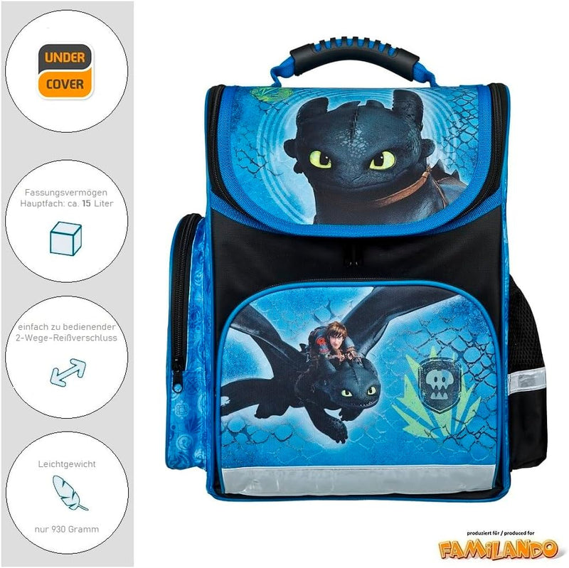 Familando Schulranzen 1. Klasse für Jungen und Mädchen · Dragons Schultasche Drachen · ergonomisch &