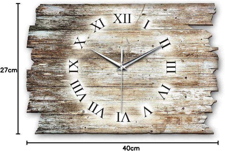Kreative Feder Holz-Design Landhaus Shabby Style Designer Wanduhr leise Quarzuhr aus Holz *Made in G