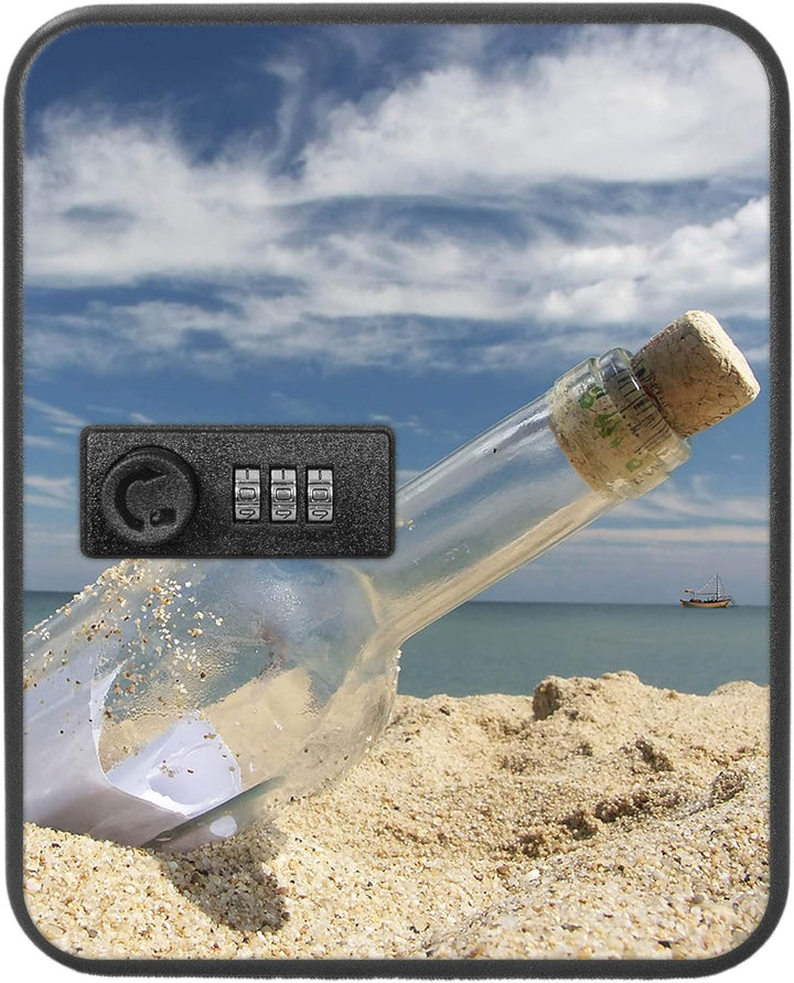 banjado® Burg-Wächter® abschliessbarer Schlüsselkasten mit Motiv Flaschenpost für 20 Schlüssel - Sch