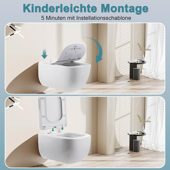 MEEJEE Quadratischer WC Sitz - Passt zu Quadrat-Toiletten (Bowl-Länge 42-46cm, Lochabstand 13-17cm)