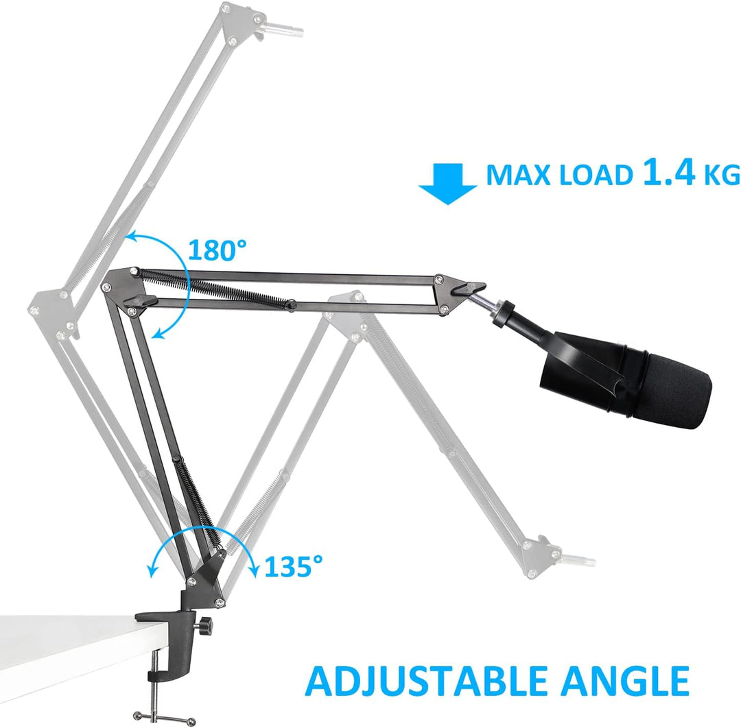 SUNMON Mikrofonarm Boom Arm für MV7 Set, Boom arm mit Schaumstoff-Windschutz für Streaming Podcast T