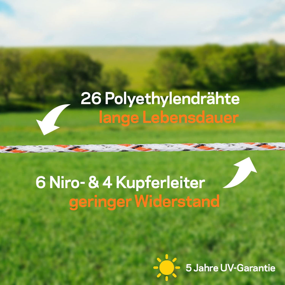 400 m Gallagher Vidoflex 12 TurboLine Plus Weidezaunlitze (weiss)