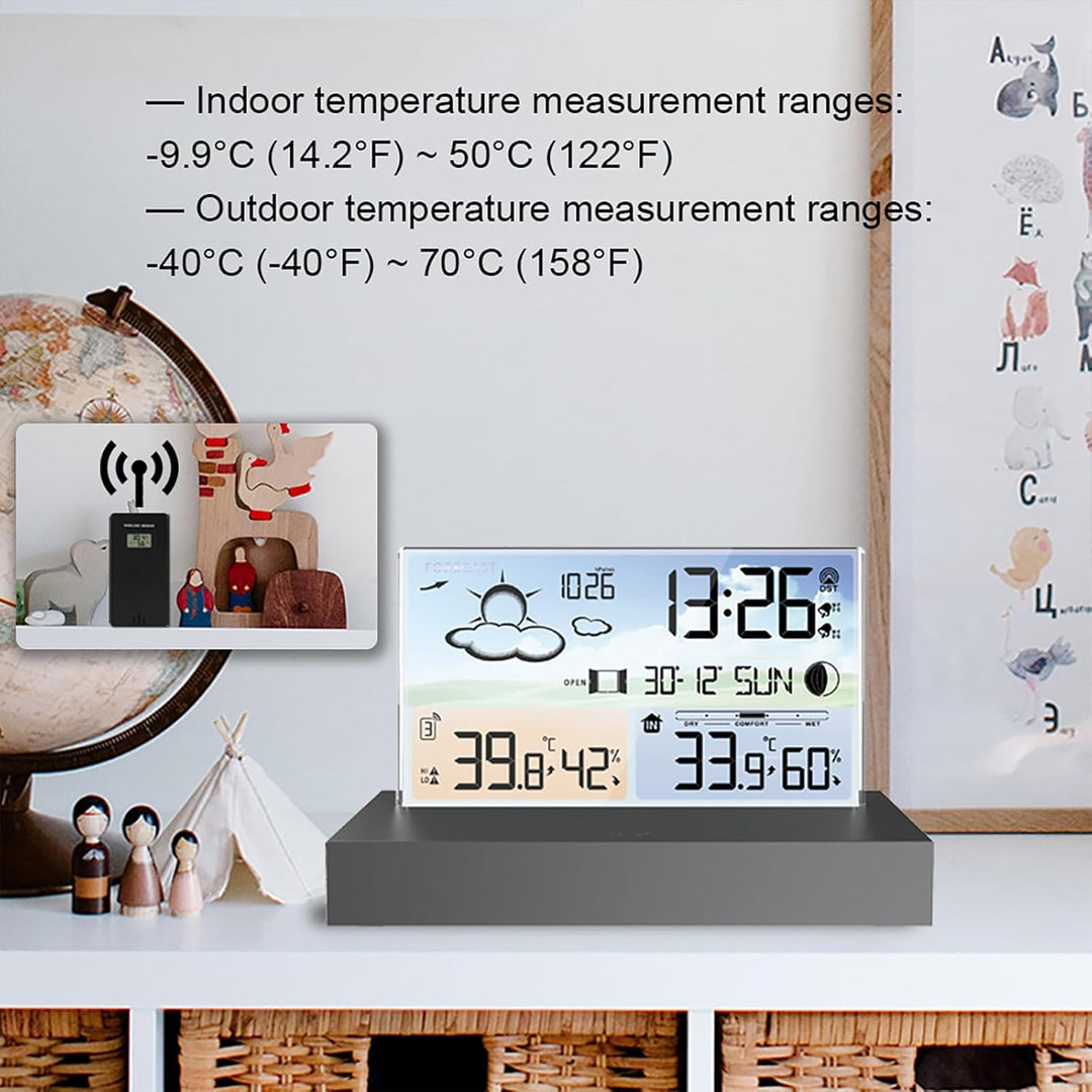 ALLOMN Wetterstation mit kabellosem Aussensensor, Kabellose LCD-Display Digitale Wetterstation mit D