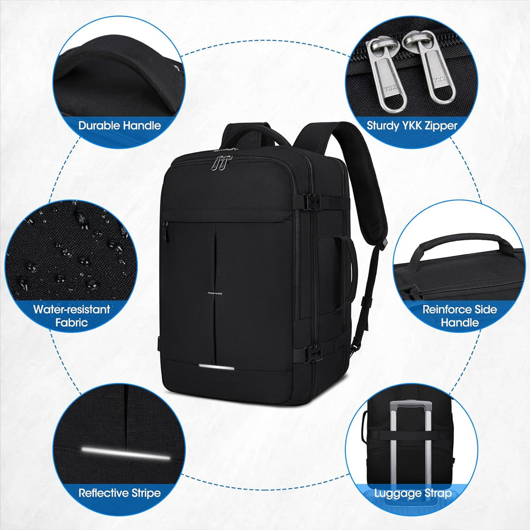Lubardy Reiserucksack Herren Damen Handgepäck Rucksack Flugzeug Gross Laptop Rucksack 17 Zoll Wasser