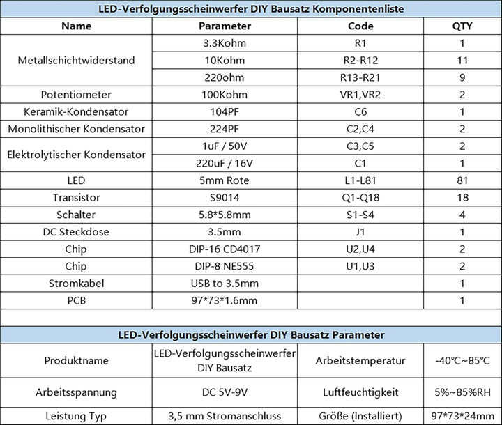 Elektronischer Bausatz mit losen Teilen LED-Jagd-Bausatz Fun-Elektronik Verschiedene Blinkeffekte St