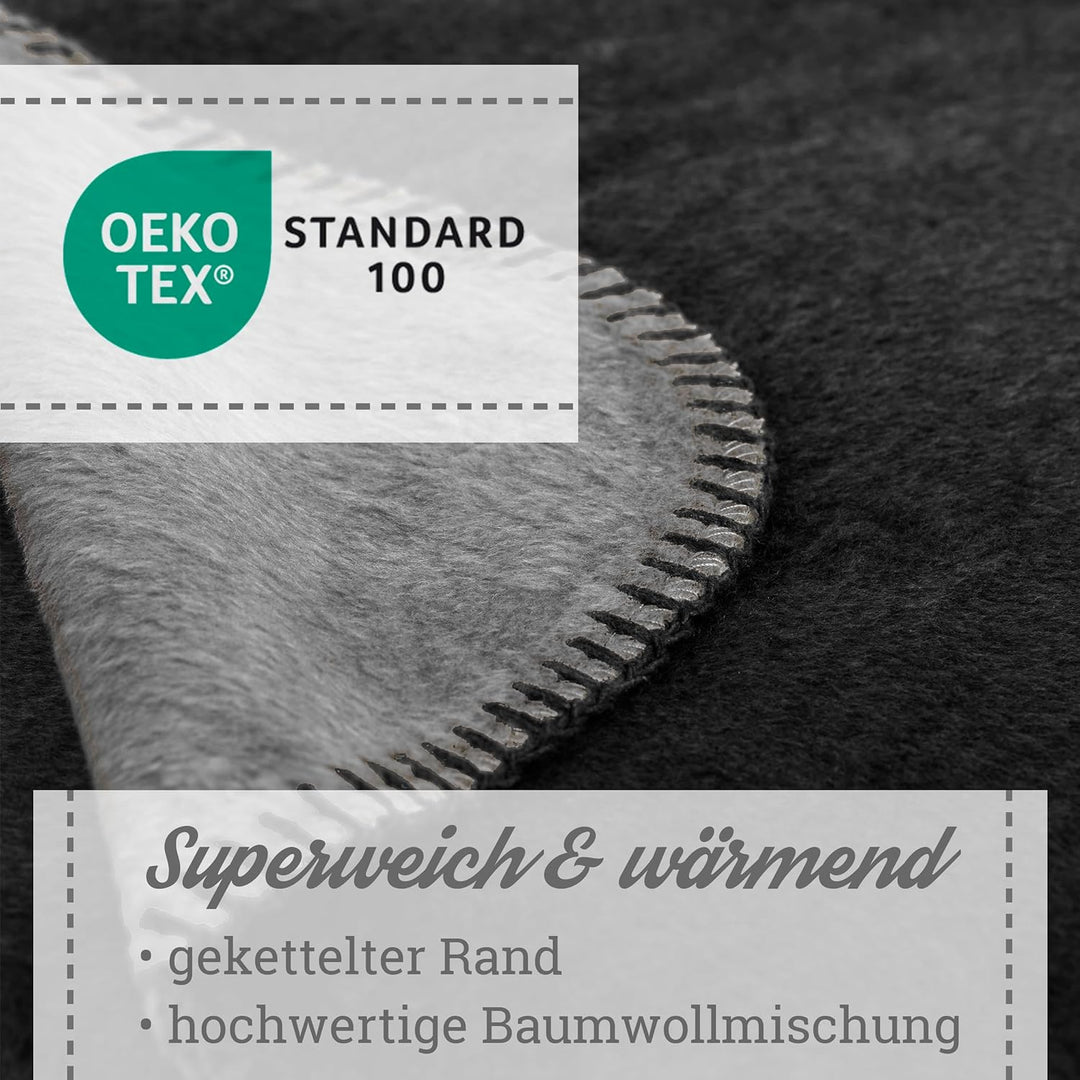 Moon Doubleface Kuscheldecke, Wohndecke aus Baumwollmischung - ca. 150x200 cm mit geketteltem Rand (