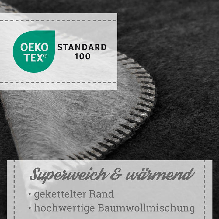Moon Doubleface Kuscheldecke, Wohndecke aus Baumwollmischung - ca. 150x200 cm mit geketteltem Rand (