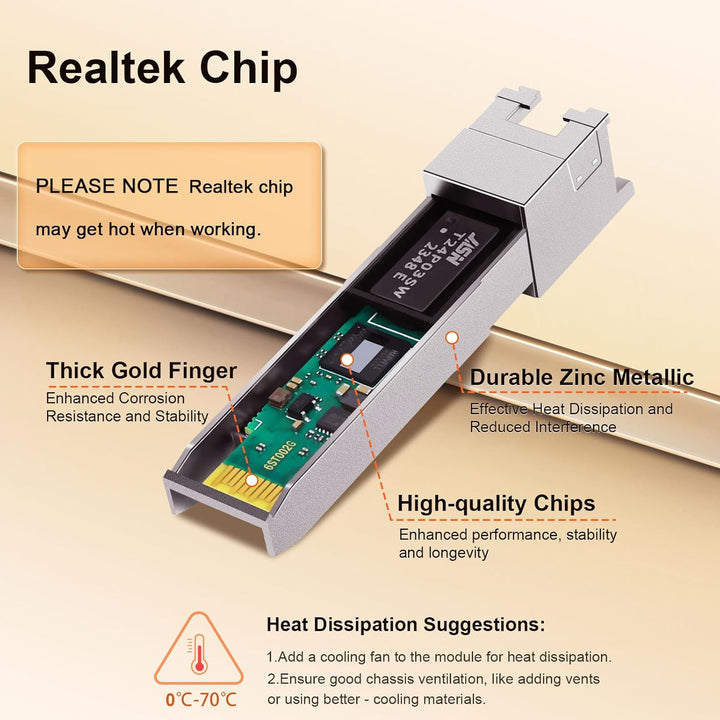 2-Stück 10G SFP+ RJ45 Kupfermodul, 10GBase-T SFP+ zu RJ45 Transceiver, CAT6A/CAT7, 30m, Hot-Swappabl