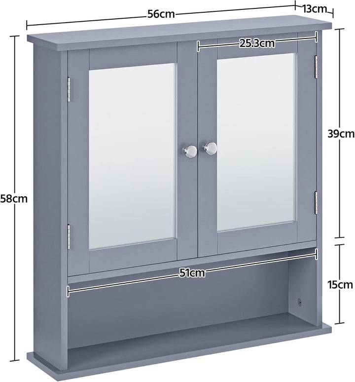 Yaheetech Spiegelschrank, Badschrank, Hängeschrank mit Spiegeltür, Badezimmerspiegel Wandschrank mit