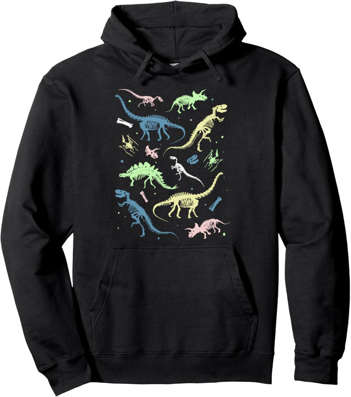 Trendy Neon Dinosaur Bones Collection Pullover Hoodie