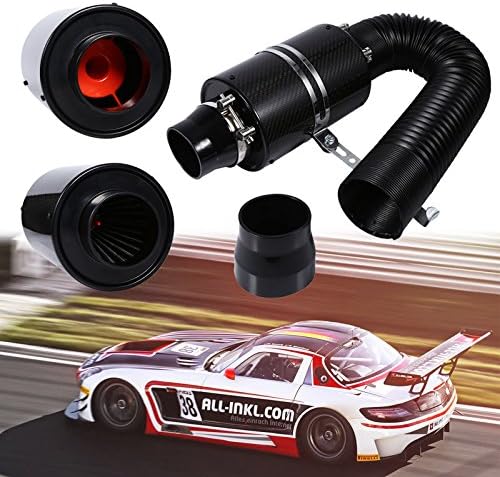 Kalten Lufteinlass Kit Kohlefaser Sportluftfilter Auto Luftfilter Intake Flow Hose Pipe, 3"