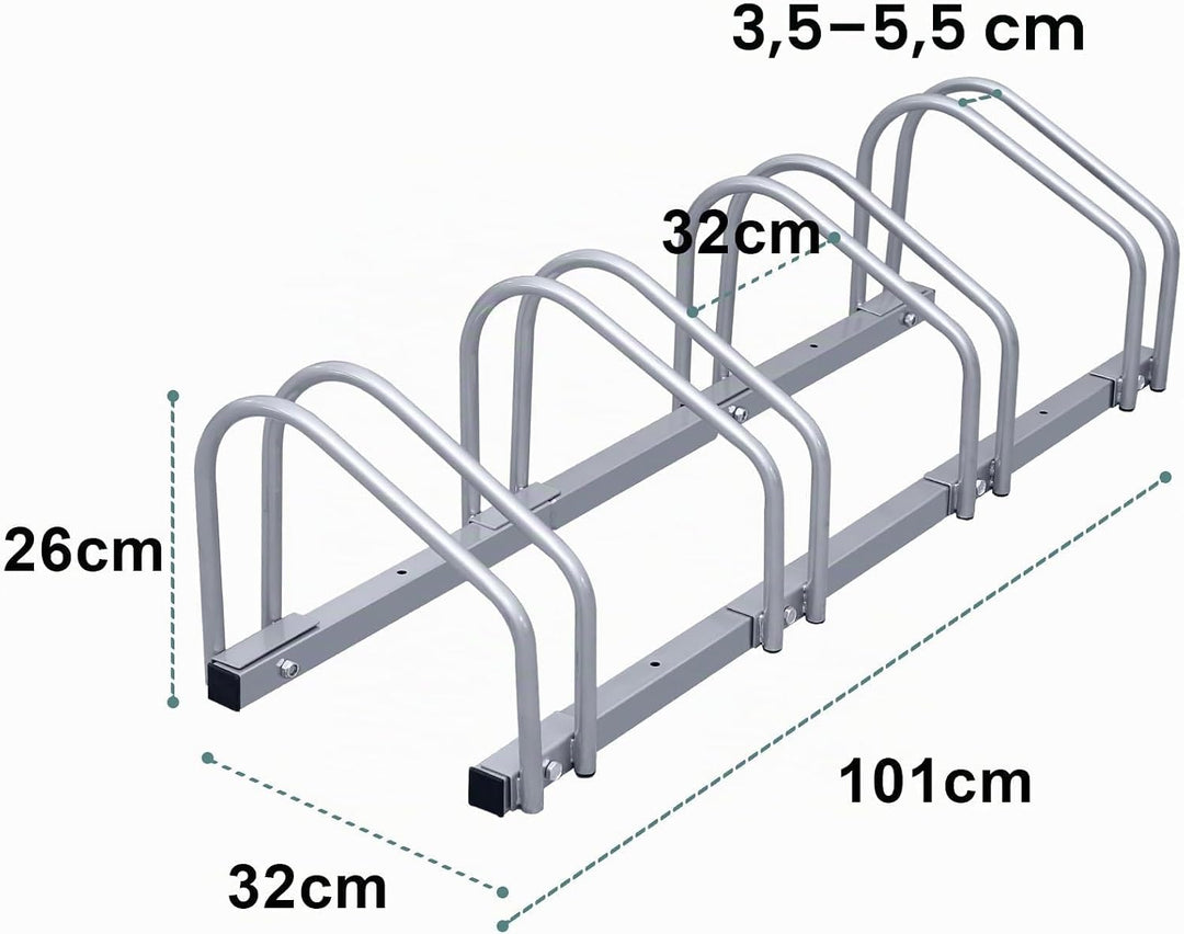 Fahrradständer Boden für 4 Fahrräder, 30cm Radabstand 35-55mm Reifenbreite rostfreier Stahl selbstsi