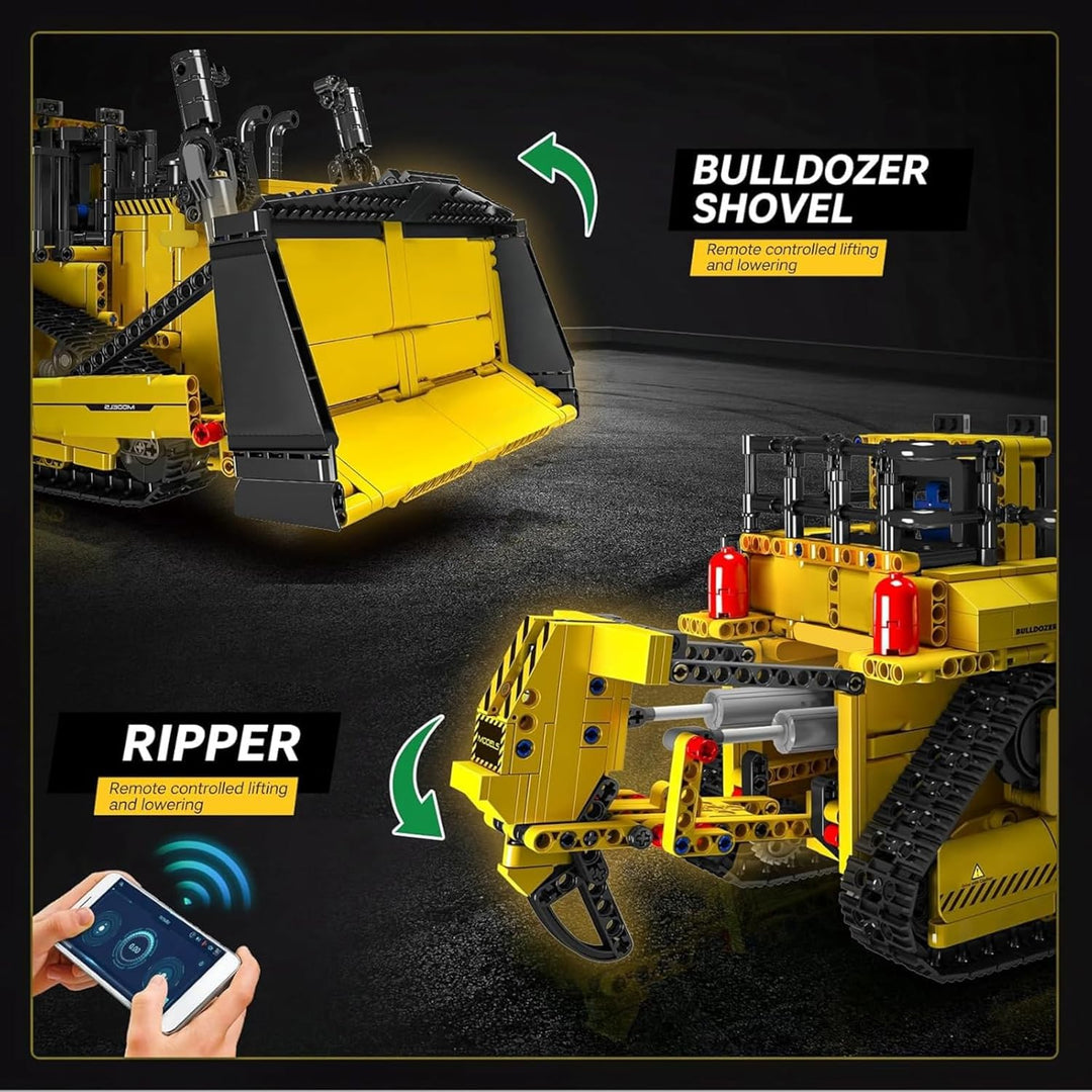 Mould King 15084 Technik Ferngesteuert Bulldozer für Erwachsene, 1508 Stück Bauspielzeug, 2.4 GHz RC