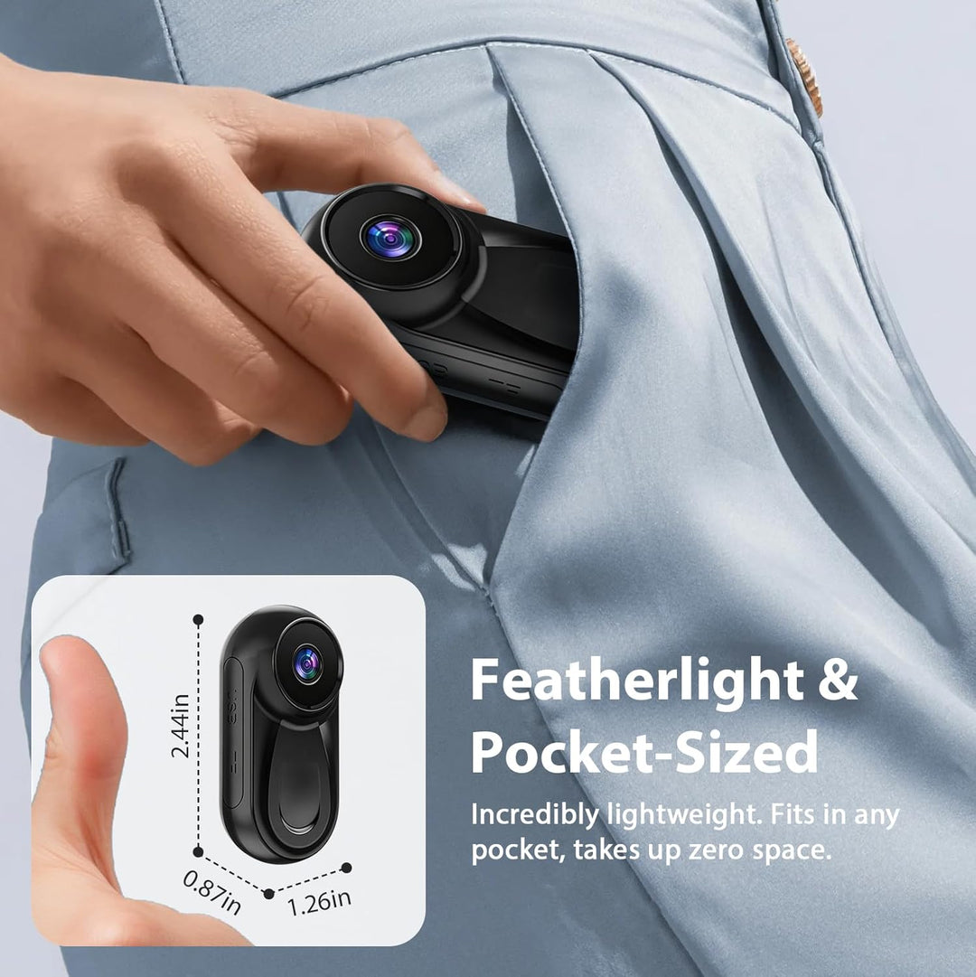 LIROPAU 360° Action Kamera, Mini Action Cam 1080P, Magnetische Taschen-Daumenkamera Aktion Kam-era,