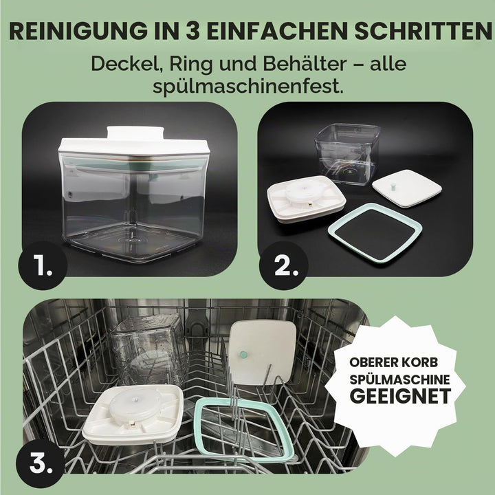 iChewie - BopTop (2er-Set) Luftdichter Lebensmittel-Lagerbehälter - Mechanischer Silikondichtungskan