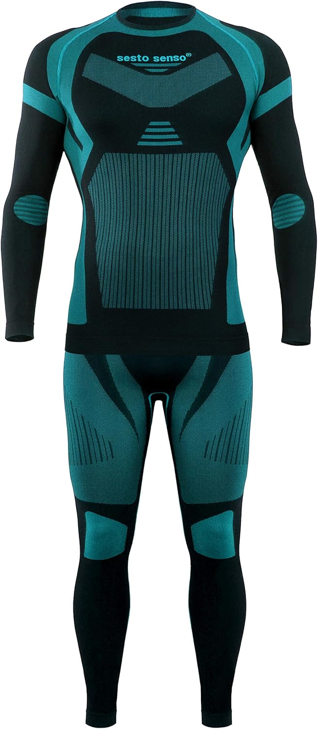 sesto senso Herren Funktionsunterwäsche Set Langarmhemd Leggings Schnelltrocknend Skiunterwäsche L G
