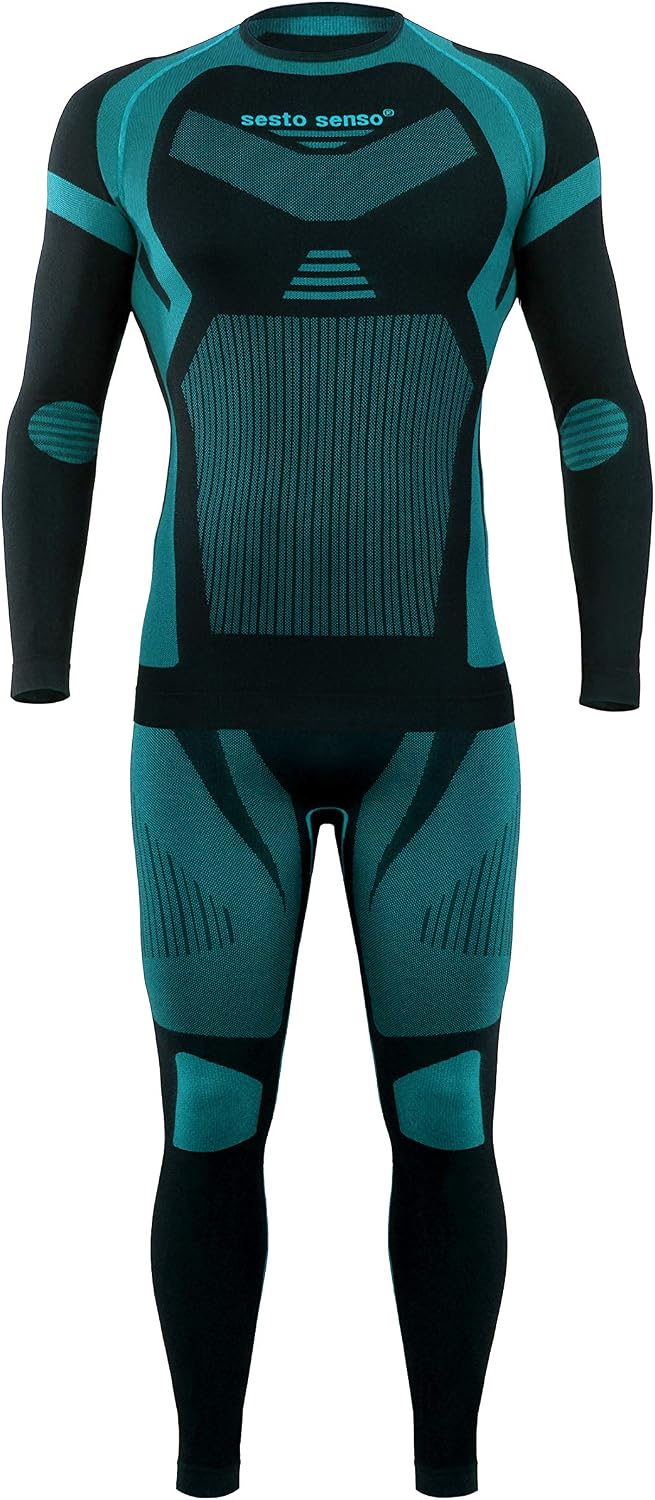 sesto senso Herren Funktionsunterwäsche Set Langarmhemd Leggings Schnelltrocknend Skiunterwäsche M G