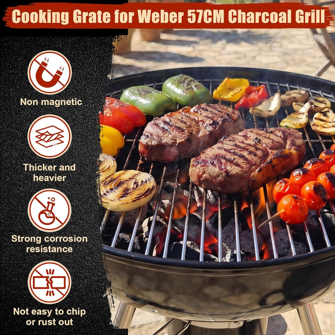 Denmay 54,6cm Grillrost rund Klappbarem 7436 für Weber 57 cm Holzkohlegrill One-Touch Wasserkocher P