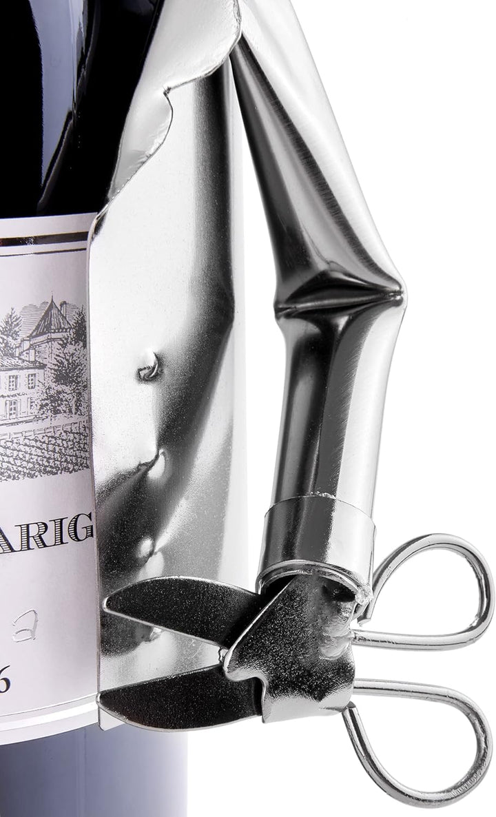 BRUBAKER Weinflaschenhalter Haarstylist - Metall Skulptur Flaschenständer - 20 cm - Wein Geschenk fü