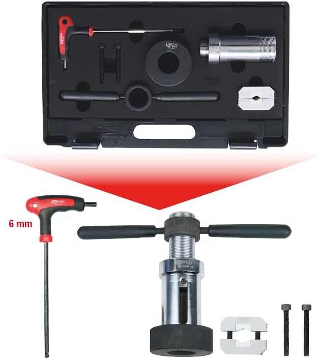 KS Tools 150.9545 Montagehilfe-Satz für Stossdämpfer mit Zuganschlagfeder, 7-teilig